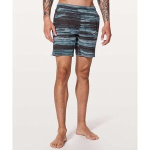 Men's Lululemon Channel Cross Short 7"‎ High Tide Blue Swim Training Gym Sz S